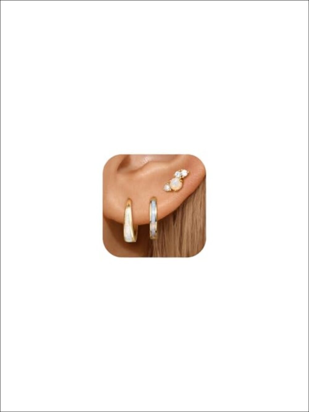3 Pairs Opal Earrings Set for Women Hoop Stud Dangle 925 Sterling Silver